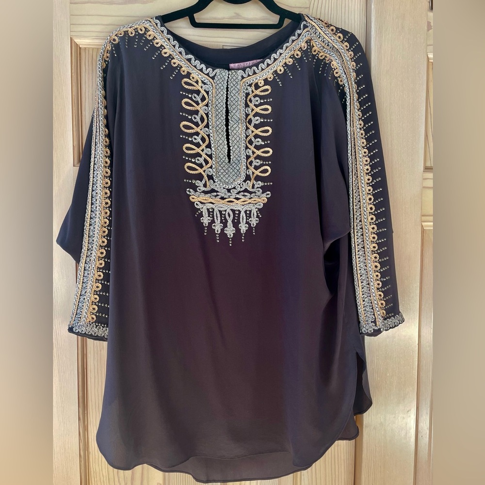 Calypso Embroidered Silk Top